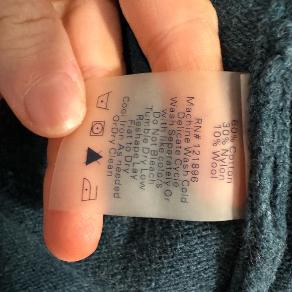 Title Nine Blue Green Cotton Wool Blend Full Zip Sweater Large L - Picture 4 of 6